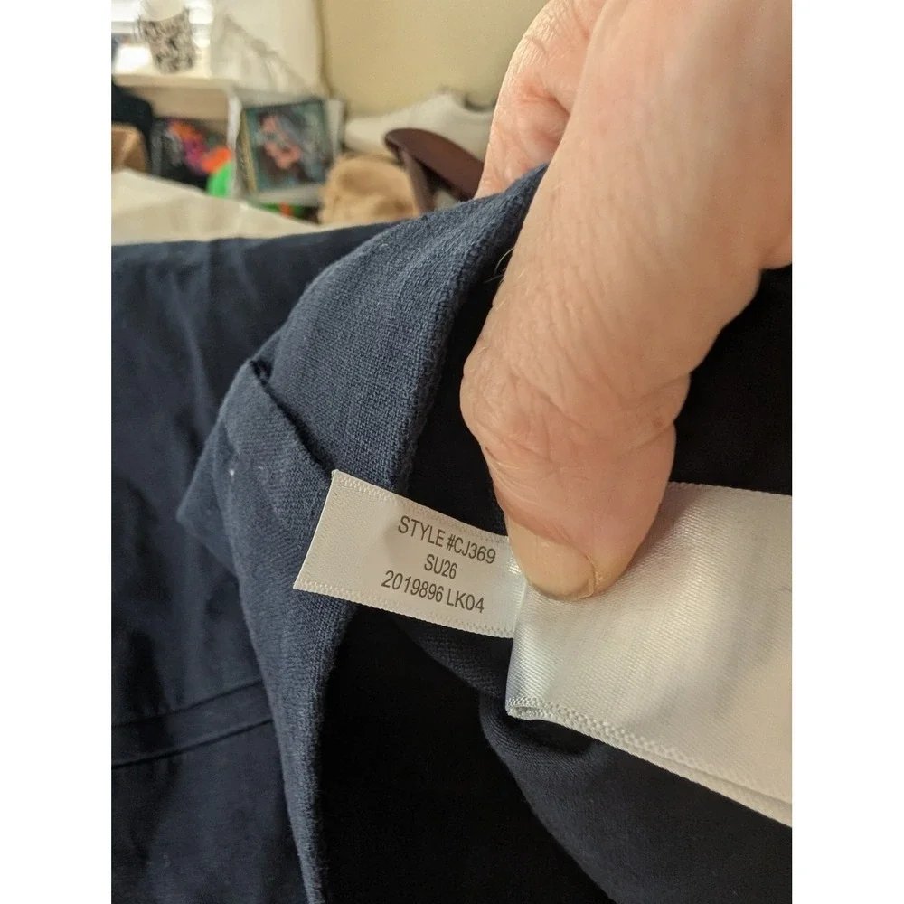 J. Crew Remy Wide Leg Pants 14T Navy Linen Cotton High Rise Classic Office